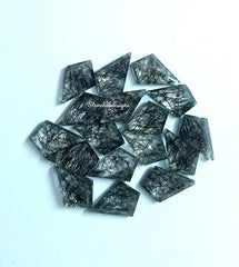 6x9MM, 7x10MM, 8x12MM Natural Black Rutilated Quartz Faceted Kite Cut Gemstone, AAA Black Rutile Quartz Kite Shape Cut Stone For Jewelry