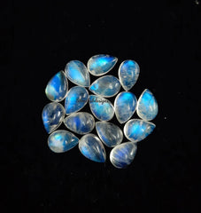 Natural Moonstone Cabochon Pear Gemstone, AAA Blue flash Moonstone Smooth Pear flat back Cabochon For Jewelry