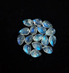 Natural Moonstone Cabochon Pear Gemstone, AAA Blue flash Moonstone Smooth Pear flat back Cabochon For Jewelry