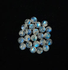 4MM, 5MM, 6MM Natural Moonstone Round Cabochon Gemstone, Blue Fire Moonstone Smooth Round Cabs Stone For Jewelry