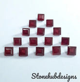 4MM, 5MM, 6MM, 7MM, 8MM, 9MM, 10MM RUBY Faceted Square Cut Gemstone, AAA GF Ruby Square Faceted Loose Gemstone, Ruby Faceted Loose Gemstone