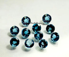 6MM, 7MM, 8MM Natural London Blue Topaz Faceted Round cut Gemstone, AAA London Blue Topaz faceted Calibrated Size Loose stone for jewelry