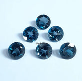 Natural London Blue Topaz Faceted Round Cut Gemstone, AAA London Blue Topaz faceted Loose Calibrated Size Stone for jewelry
