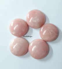 Natural Pink Opal Round Cabochon Gemstone, AAA Quality Pink Opal Smooth Round Cabochon Flat Back Polished Gemstones For Jewelry