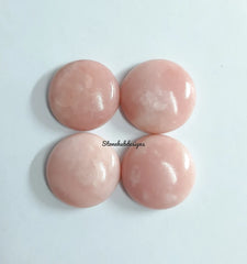 Natural Pink Opal Round Cabochon Gemstone, AAA Quality Pink Opal Smooth Round Cabochon Flat Back Polished Gemstones For Jewelry