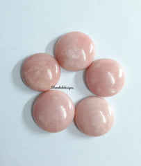 Natural Pink Opal Round Cabochon Gemstone, AAA Quality Pink Opal Smooth Round Cabochon Flat Back Polished Gemstones For Jewelry
