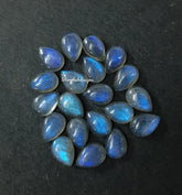 Natural Labradorite Pear Cabochon loose gemstone, AAA Blue Fire Labradorite Smooth Pears Flat back Cabochon Gemstone for jewelry