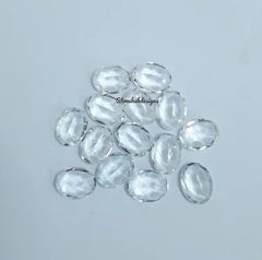 6x8MM, 7x9MM, 8x10MM Natural White Topaz Faceted Oval cut Gemstone, AAA White Topaz Faceted Oval Loose Calibrated Cut Stone for jewelry