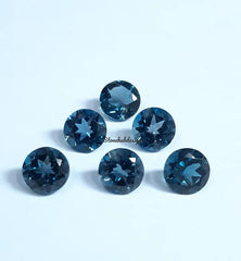 Natural London Blue Topaz Faceted Round Cut Gemstone, AAA London Blue Topaz faceted Loose Calibrated Size Stone for jewelry
