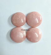 Natural Pink Opal Round Cabochon Gemstone, AAA Quality Pink Opal Smooth Round Cabochon Flat Back Polished Gemstones For Jewelry