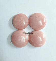 Natural Pink Opal Round Cabochon Gemstone, AAA Quality Pink Opal Smooth Round Cabochon Flat Back Polished Gemstones For Jewelry