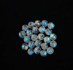 4MM, 5MM, 6MM Natural Moonstone Round Cabochon Gemstone, Blue Fire Moonstone Smooth Round Cabs Stone For Jewelry