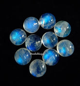 9MM, 10MM Natural Moonstone Round Cabochon Stone, AAA Quality Blue Fire Flash Moonstone Smooth Round cabs for Jewelry