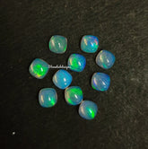 7MM, 8MM Natural Ethiopian Opal Cushion Cabochon Gemstone, AAA Ethiopian Opal Multi Fire Smooth Cushion Cabs loose stone for jewelry