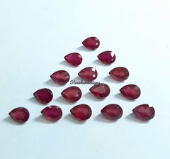 3X4MM, 3X5MM, 4X6MM, 5X7MM RUBY Faceted Pears Cut Loose Gemstone, AAA Quality Glass Field Ruby Faceted Pear Loose Gemstone For Jewelry