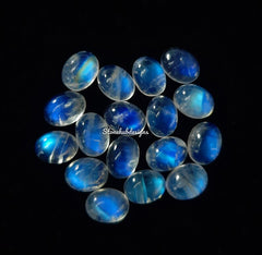 6x8MM, 7x9MM, 8x10MM, 9x11MM Natural Moonstone Oval cabochon Gemstone, AAA Blue flash Moonstone Smooth Oval Gemstone for Jewelry