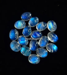6x8MM, 7x9MM, 8x10MM, 9x11MM Natural Moonstone Oval cabochon Gemstone, AAA Blue flash Moonstone Smooth Oval Gemstone for Jewelry