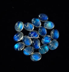 6x8MM, 7x9MM, 8x10MM, 9x11MM Natural Moonstone Oval cabochon Gemstone, AAA Blue flash Moonstone Smooth Oval Gemstone for Jewelry