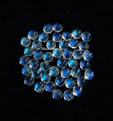 3MM, 4MM, 5MM Natural Moonstone Round flat back Cabochon Gemstone, AAA Flashy Blue Moonstone Smooth Round Cabs Loose stone For Jewelry