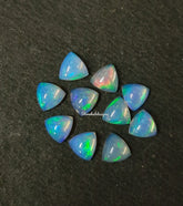 4MM, 5MM, 6MM Natural Ethiopian Opal Trillion Cabochon Gemstone, AAA Ethiopian Opal Multi Fire Smooth Trillion Cabs loose stone for jewelry