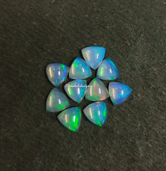 4MM, 5MM, 6MM Natural Ethiopian Opal Trillion Cabochon Gemstone, AAA Ethiopian Opal Multi Fire Smooth Trillion Cabs loose stone for jewelry