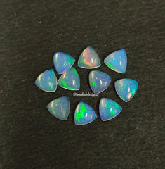 4MM, 5MM, 6MM Natural Ethiopian Opal Trillion Cabochon Gemstone, AAA Ethiopian Opal Multi Fire Smooth Trillion Cabs loose stone for jewelry