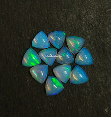 7MM, 8MM Natural Ethiopian Opal Trillion Cabochon Gemstone, AAA Ethiopian Opal Multi Fire Smooth Trillion Cabs loose stone for jewelry