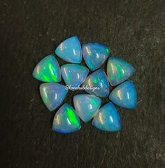 7MM, 8MM Natural Ethiopian Opal Trillion Cabochon Gemstone, AAA Ethiopian Opal Multi Fire Smooth Trillion Cabs loose stone for jewelry