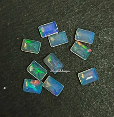 4x6MM, 5x7MM, 6x8MM, 7x9MM Natural Ethiopian Opal Faceted Octagon Cut Gemstone, AAA Ethiopian Opal multi flash Octagon cut loose Gemstone