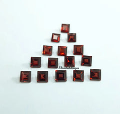 3MM, 4MM, 5MM, 6MM Natural Garnet Faceted Square Cut Loose Gemstone, AAA Mozambique Garnet faceted Square Cut loose Stone for jewelry
