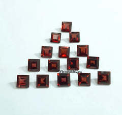 7MM, 8MM Natural Garnet Faceted Square Cut Loose Gemstone, AAA Red Mozambique Garnet faceted Square Loose Calibrated Cut Stone for jewelry