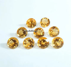 9MM, 10MM Natural Citrine Faceted Round Cut loose gemstone, AAA Quality Yellow Citrine Faceted Round cut For Jewelry Making