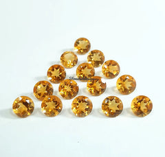 3MM, 3.50MM, 4MM, 4.50MM, 5MM Natural Citrine Faceted Round Gemstone, AAA Yellow Citrine Faceted Round Calibrated Cut Gemstone for Jewelry