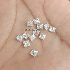 3MM, 3.50MM, 4MM, 4.50MM, 5MM, 5.50MM Moissanite Faceted Square Princess Cut Stone, AAA D Color White Moissanite Faceted Square For Jewelry