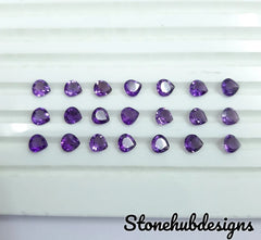 3MM, 4MM, 5MM Natural Amethyst Faceted Heart Shape Cut Gemstone, AAA African Amethyst faceted Heart Cut loose gemstones For Jewelry