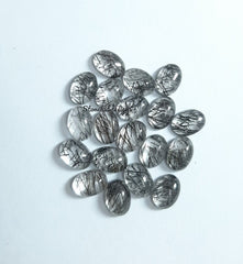 5x7MM, 6x8MM, 7x9MM Natural Black Rutile Quartz Oval Cabochon Gemstone, AAA Black Rutile Quartz Smooth Oval Cabs Stone for jewelry