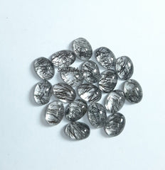 5x7MM, 6x8MM, 7x9MM Natural Black Rutile Quartz Oval Cabochon Gemstone, AAA Black Rutile Quartz Smooth Oval Cabs Stone for jewelry