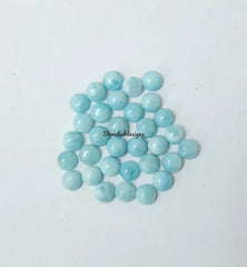 3MM, 4MM, 5MM, 6MM Natural Larimar Round Cabochon Gemstone, AAA larimar Smooth Round Cabs Flat Back Gemstone for jewelry