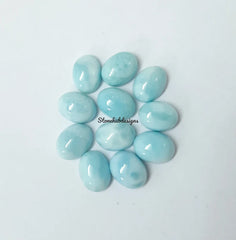 3x5MM, 4x6MM, 5x7MM, 6x8MM Natural Larimar Oval Cabochon Gemstone, AAA Larimar Smooth Oval Flat Back Cabochon Gemstone for jewelry