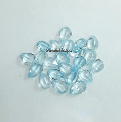 5x7MM, 6x8MM, 7x9MM, 8x10MM Natural Sky Blue Topaz Faceted Pear Cut Gemstone, AAA Quality Sky Topaz Pear Faceted Loose Gemstone For Jewelry