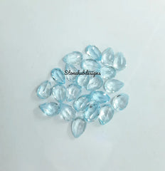 5x7MM, 6x8MM, 7x9MM, 8x10MM Natural Sky Blue Topaz Faceted Pear Cut Gemstone, AAA Quality Sky Topaz Pear Faceted Loose Gemstone For Jewelry