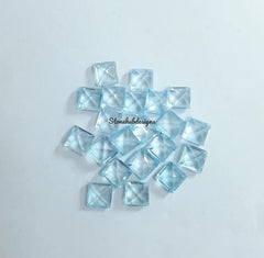 3MM, 4MM, 5MM Natural Sky Blue Topaz Faceted Square Cut Stone, AAA Quality Sky Blue Topaz Square cut Faceted loose Gemstone For Jewelry