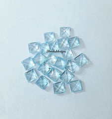 3MM, 4MM, 5MM Natural Sky Blue Topaz Faceted Square Cut Stone, AAA Quality Sky Blue Topaz Square cut Faceted loose Gemstone For Jewelry