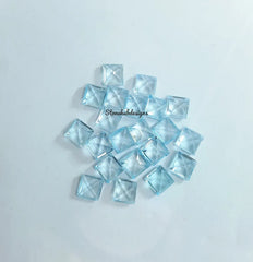 3MM, 4MM, 5MM Natural Sky Blue Topaz Faceted Square Cut Stone, AAA Quality Sky Blue Topaz Square cut Faceted loose Gemstone For Jewelry