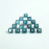 4MM, 5MM, 6MM Natural London Blue Topaz Faceted Square cut Gemstone, AAA London Topaz faceted Square Calibrated Size for Jewelry