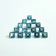 4MM, 5MM, 6MM Natural London Blue Topaz Faceted Square cut Gemstone, AAA London Topaz faceted Square Calibrated Size for Jewelry