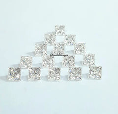 3MM, 3.50MM, 4MM, 4.50MM, 5MM, 5.50MM Moissanite Faceted Square Princess Cut Stone, AAA D Color White Moissanite Faceted Square For Jewelry