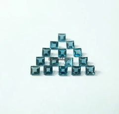4MM, 5MM, 6MM Natural London Blue Topaz Faceted Square cut Gemstone, AAA London Topaz faceted Square Calibrated Size for Jewelry