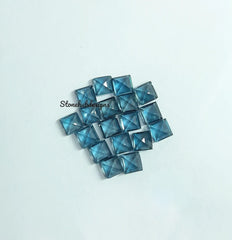 4MM, 5MM, 6MM Natural London Blue Topaz Faceted Square cut Gemstone, AAA London Topaz faceted Square Calibrated Size for Jewelry
