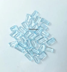 2x4MM, 2.5x5MM, 3x6MM Sky Blue Topaz Faceted Baguette Cut Gemstone, AAA Quality Natural Blue Sky Topaz Baguette Cut For Jewelry